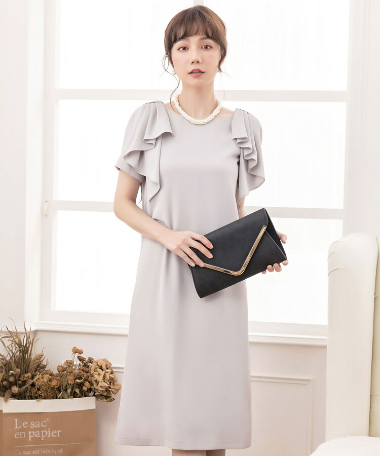 楽天市場 クーポン利用で3658円 送料無料 結婚式 ワンピース パーティードレス 大きいサイズ パーティー ドレス フリル 上品 清楚 着回し お呼ばれ 薄手 半袖 ミニワンピース 膝丈 シンプル きれいめ フォーマル レディースファッション パーティ パーティードレス