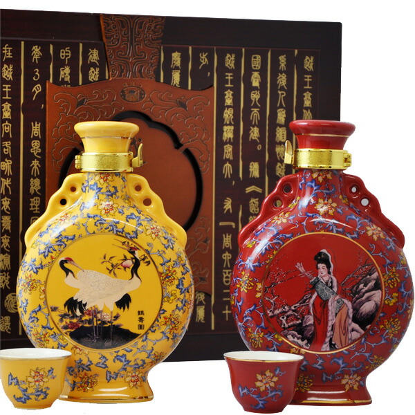 10367円 売れ筋アイテムラン 日和商事 越王台陳年 30年25年 花彫酒 壷 300ml×2本セット 紹興酒 中国酒