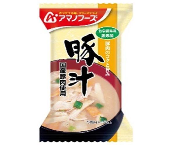 アマノフーズ フリーズドライ 化学調味料無添加 豚汁 10食×12箱入| 送料無料 一般食品 インスタント食品 味噌汁 みそ汁 即席