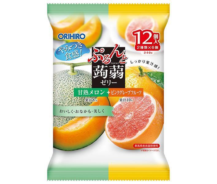 市場 オリヒロ 甘熟メロン ピンクグレープフルーツ 20gパウチ×12個 ×12袋入× ぷるんと蒟蒻ゼリー