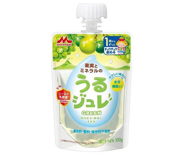 森永乳業 うるジュレ GREEN 100gパウチ&times;36本入&times;(2ケース)｜ 送料無料 果実 ゼリー飲料 ベビー 赤ちゃん 水分補給 乳酸菌｜ドリンクマーケット