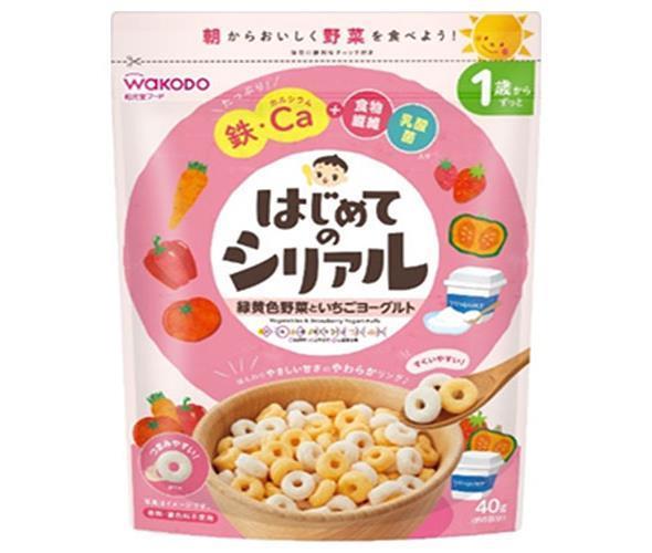 和光堂 はじめてのシリアル 緑黄色野菜といちごヨーグルト 40g×12袋入×(2ケース)｜ 送料無料 シリアル カルシウム 食物繊維