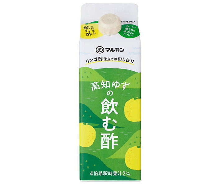 マルカン酢 リンゴ酢仕立ての旬しぼり 高知ゆず 500ml紙パック×12本入×(2ケース)｜ 送料無料 飲料、酢、リンゴ酢、ゆず