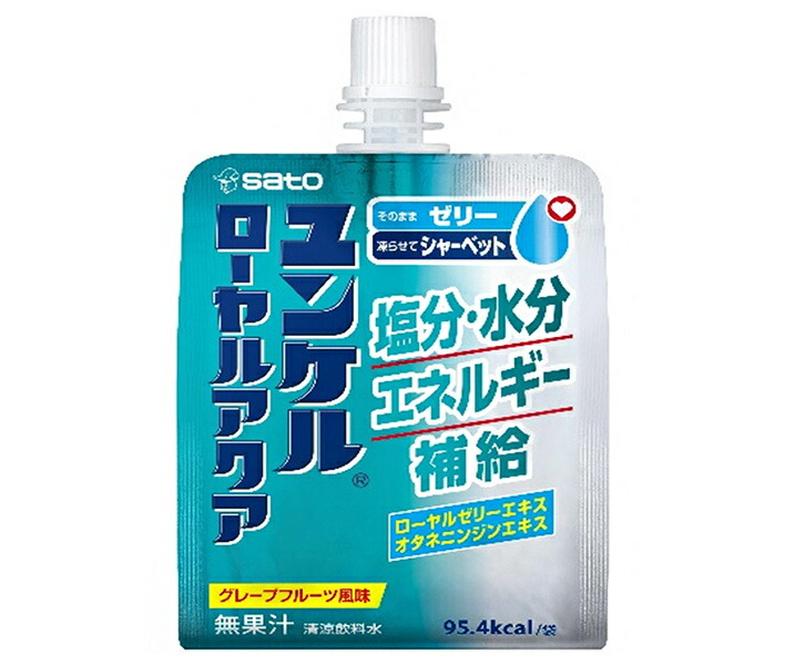佐藤製薬 ユンケル ローヤルアクア 180gパウチ&times;30本入&times;(2ケース)｜ 送料無料 ゼリー飲料 ゼリー 熱中症対策 塩分 シャーベット｜ドリンクマーケット