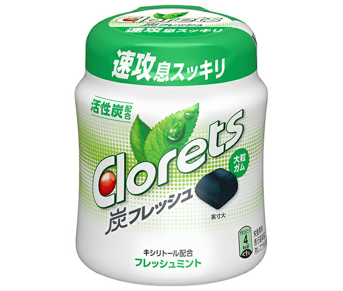 モンデリーズ・ジャパン クロレッツ 炭フレッシュ フレッシュミントボトルR(粒ガム) 112g×6個入×(2ケース)｜ 送料無料 お菓子 ガム シュガーレス キシリトール配合 活性炭配合