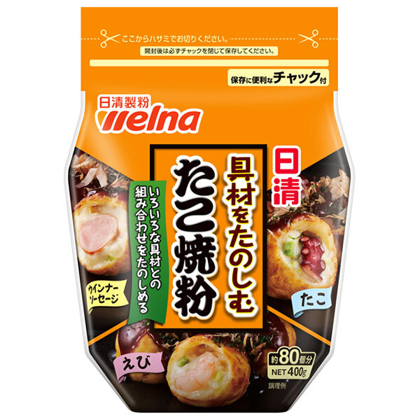 日清ウェルナ 具材をたのしむたこ焼粉 400g×12袋入×(2ケース)｜ 送料無料 料理の素 調味料 粉末 小麦粉
