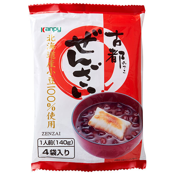 カンピー 古都ぜんざい 560g(140g×4袋)×12袋入×(2ケース)｜ 送料無料 和菓子 お汁粉 北海道産 小豆