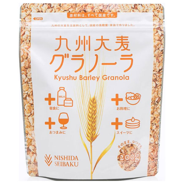 西田精麦 九州大麦グラノーラ 200g×12袋入×(2ケース)｜ 送料無料 国産 大麦 グラノーラ グラノラ 朝食 シリアル バランス栄養食品