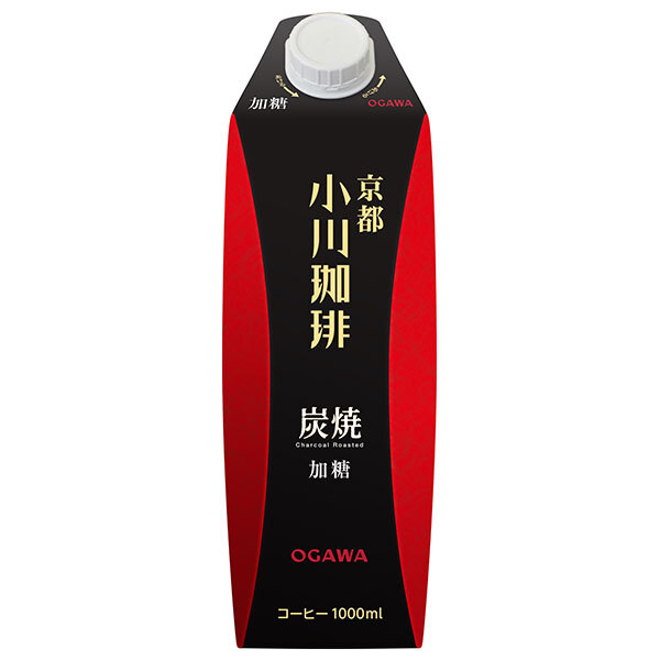 小川珈琲 小川珈琲店 炭焼珈琲 加糖 1000ml紙パック×12(6×2)本入×(2ケース)| 送料無料 コーヒー アイス珈琲 アイスコーヒー 紙パック