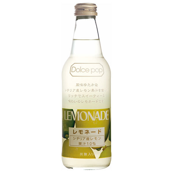 川崎飲料 ドルチェポップレモネード 340ml瓶×24本入×(2ケース)｜ 送料無料 炭酸 スパークリング ソーダ サイダー 微炭酸