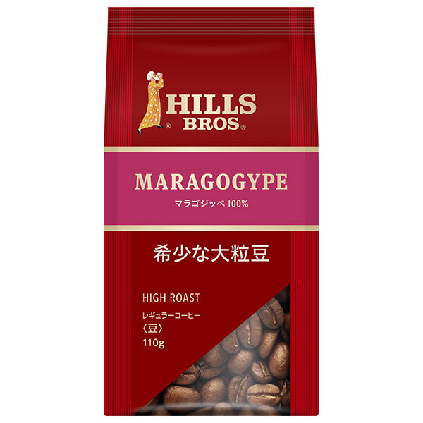日本ヒルスコーヒー マラゴジッペ100%(豆) 110g袋&times;12袋入&times;(2ケース)｜ 送料無料 嗜好品 コーヒー類 レギュラーコーヒー 袋｜ドリンクマーケット