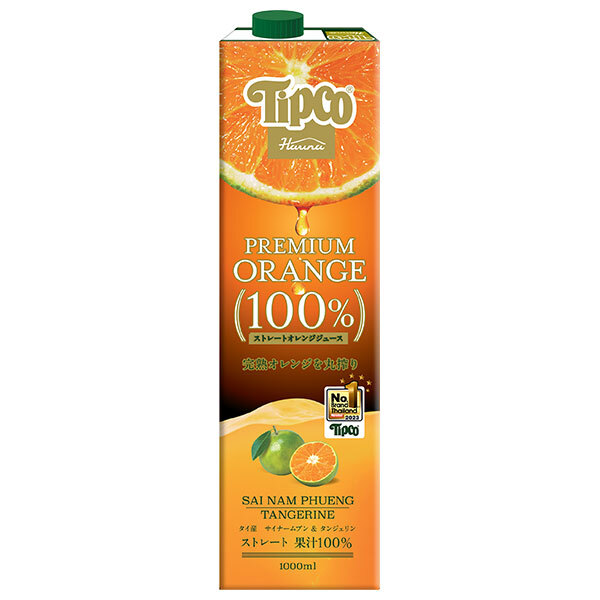 HARUNA(ハルナ) Tipco(ティプコ) プレミアムオレンジ100%ストレートジュース 1000ml紙パック×12本入×(2ケース)｜ 送料無料 果汁100% オレンジ