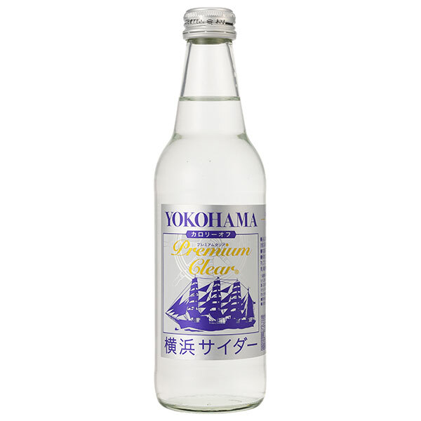 川崎飲料 横浜サイダー プレミアムクリア 340ml瓶×24本入×(2ケース)｜ 送料無料 炭酸 スパークリング ソーダ サイダー