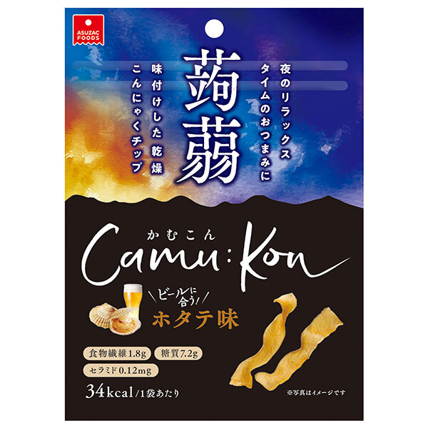 アスザックフーズ かむこん ホタテ味 11g×20袋入×(2ケース)｜ 送料無料 お菓子 おつまみ 蒟蒻 乾燥蒟蒻