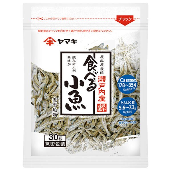 ヤマキ 瀬戸内産無添加 食べる小魚 30g×20袋入｜ 送料無料 お菓子 おやつ おつまみ いわし煮干 袋