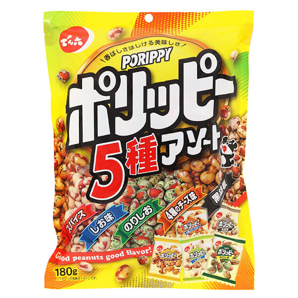 でん六 ポリッピー アソート 180g×12袋入×(2ケース)｜ 送料無料 お菓子 袋 豆菓子 おつまみ