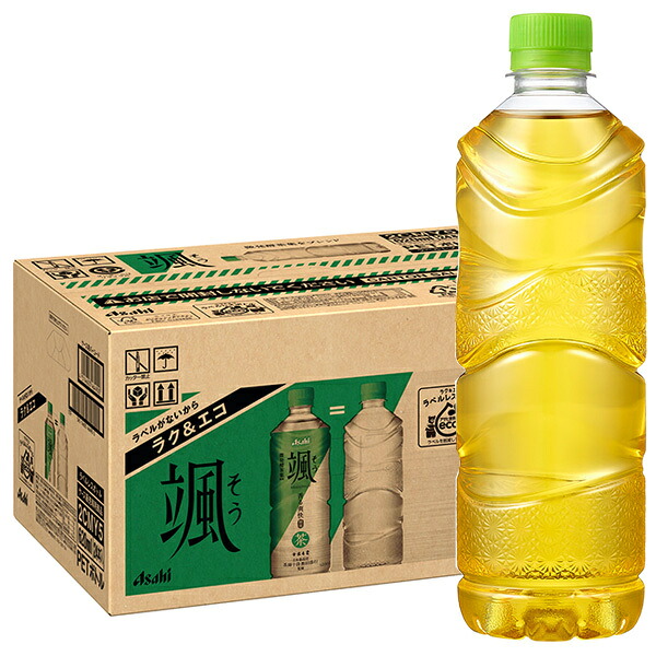 アサヒ飲料 颯 ラベルレスボトル 620mlペットボトル×24本入×(2ケース)｜ 送料無料 茶飲料 お茶 香り立つ 緑茶