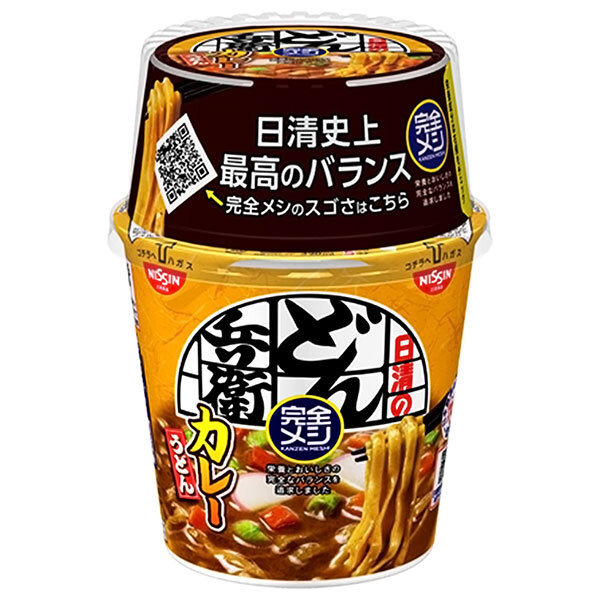 日清食品 完全メシ 日清のどん兵衛 カレーうどん 112g×6個入×(2ケース)｜ 送料無料 インスタント食品 即席 どん兵衛 カレーうどん 栄養バランス 栄養素 防災食