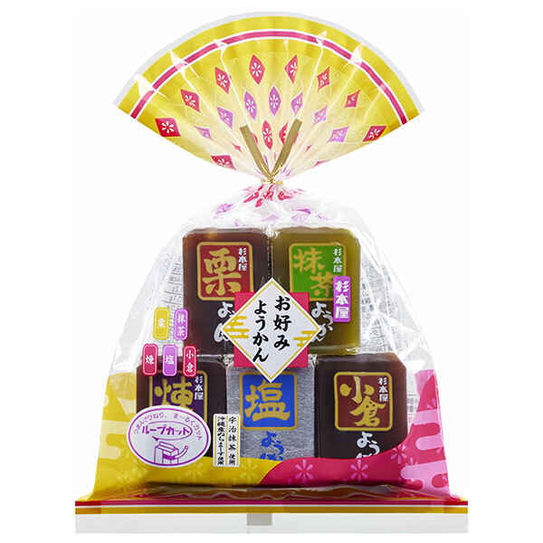 杉本屋製菓 お好みようかん 320g(40g&times;8個)&times;12袋入&times;(2ケース)｜ 送料無料 ようかん 羊羹 栗 小倉 抹茶 塩 煉 菓子｜ドリンクマーケット