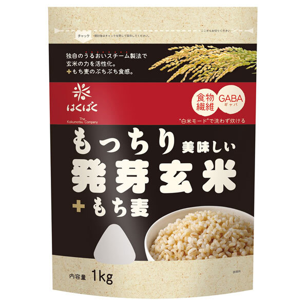 はくばく もっちり美味しい 発芽玄米+もち麦 1kg×6袋入×(2ケース)｜ 送料無料 一般食品 もち麦 発芽玄米 玄米