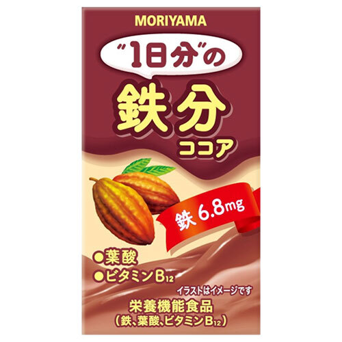 守山乳業 1日分の鉄分 ココア 125ml紙パック×24本入×(2ケース)｜ 送料無料 ココア 紙パック 栄養機能食品