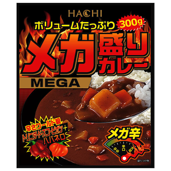 ハチ食品 メガ盛りカレー メガ辛 300g×22個入×(2ケース)｜ 送料無料 レトルトカレー カレー レトルト ひき肉 メガ辛 ハバネロ スコーピオン 激辛