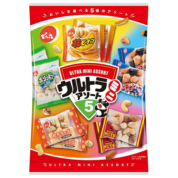 でん六 ウルトラミニアソート5 200g×12袋入×(2ケース)｜ 送料無料 お菓子 スナック菓子 袋 豆菓子 おつまみ