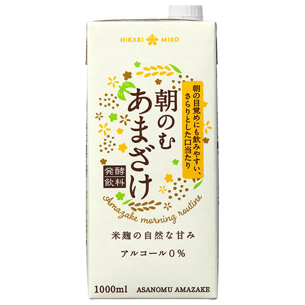 ひかり味噌 朝のむ あまざけ 1000ml紙パック×6本入×(2ケース)｜ 送料無料 米麹 甘酒 あま酒 ノンアルコール 1l 1L 米こうじ 発酵飲料
