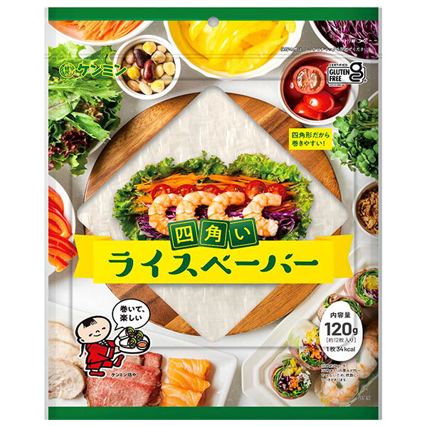 ケンミン ライスペーパー 120g×20袋入×(2ケース)｜ 送料無料 四角 グルテンフリー お米 ライスペーパー 生春巻き ピザ スイーツ アレンジ 厚め