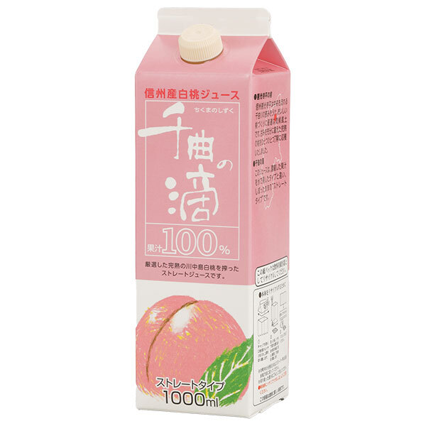 寿高原食品 信州産白桃ジュース 千曲の滴 1000ml紙パック&times;6本入&times;(2ケース)｜ 送料無料 フルーツ 果実 果物 もも ピーチ 白桃 ジュース｜ドリンクマーケット