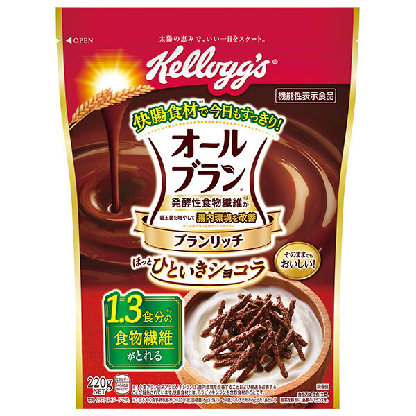 ケロッグ オールブラン ブランリッチ ほっとひといきショコラ 220g×6袋入×(2ケース)｜ 送料無料 食物繊維 朝食 フレーク 小麦 腸内環境改善 善玉菌 チョコレート