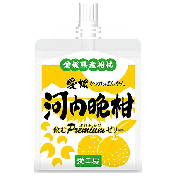 愛工房 飲むぷれみあむゼリー 河内晩柑 180gパウチ×30本入×(2ケース)｜ 送料無料 果実飲料 みかん ゼリー飲料 河内晩柑