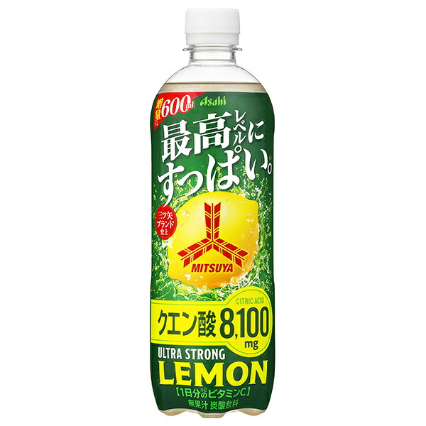 アサヒ飲料 三ツ矢 ウルトラストロングレモン 600mlペットボトル×24本入×(2ケース)｜ 送料無料 三ツ矢 レモン 檸檬 フルーツ 強炭酸