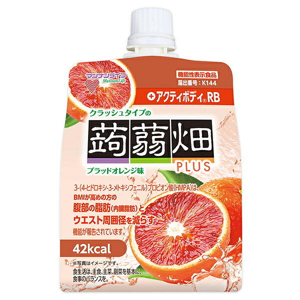 マンナンライフ クラッシュタイプの蒟蒻畑プラス ブラッドオレンジ味 150gパウチ×30本入×(2ケース)｜ 送料無料 ゼリー飲料 こんにゃくゼリー オレンジ