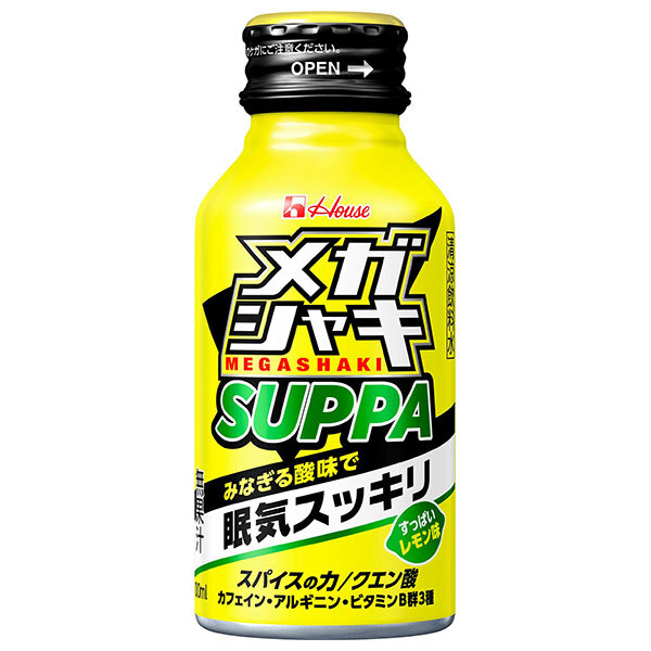 ハウスウェルネス メガシャキ SUPPA 100mlボトル缶&times;30本入&times;(2ケース)｜ 送料無料 カフェイン 栄養 眠気 運転 ボトル缶 クエン酸 アルギニン ビタミンB群｜ドリンクマーケット