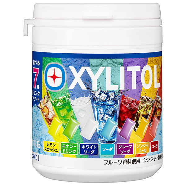 ロッテ キシリトールガム 7種アソートボトル ドリンク 133g×6個入×(2ケース)｜ 送料無料 お菓子 ガム アソート レモン ソーダ グレープ ジンジャー コーラ