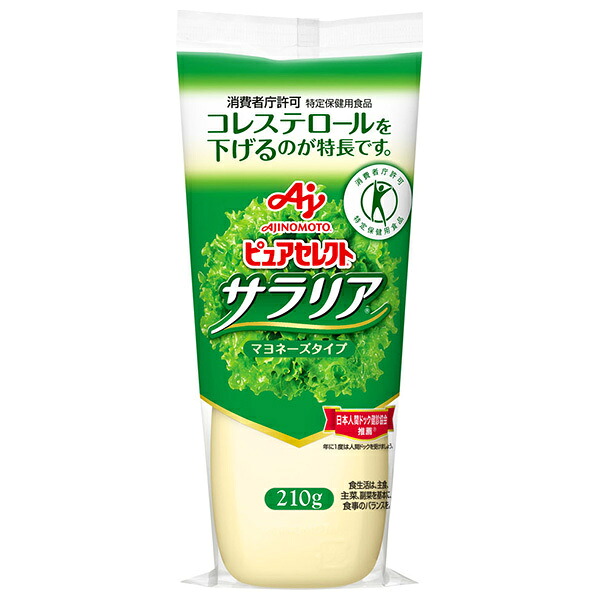 味の素 ピュアセレクト サラリア【特定保健用食品 特保】 210g&times;20本入&times;(2ケース)｜ 送料無料 マヨネーズ 低脂肪 コレステロール控えめ 健康 マヨ ドレッシング サラダ 調味料｜ドリンクマーケット
