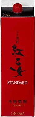 【送料無料】紅乙女酒造 紅乙女 胡麻 ごま焼酎 ２５度 1.8Ｌパック １ケース（６本入）