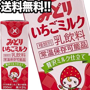 [送料無料]九州乳業 みどり いちごミルク 200ml紙パック×48本［24本×2箱］ 北海道、沖縄、離島は送料無料対象外 ［賞味期限：製造から90日］【3～4営業日以内に出荷】［201803］