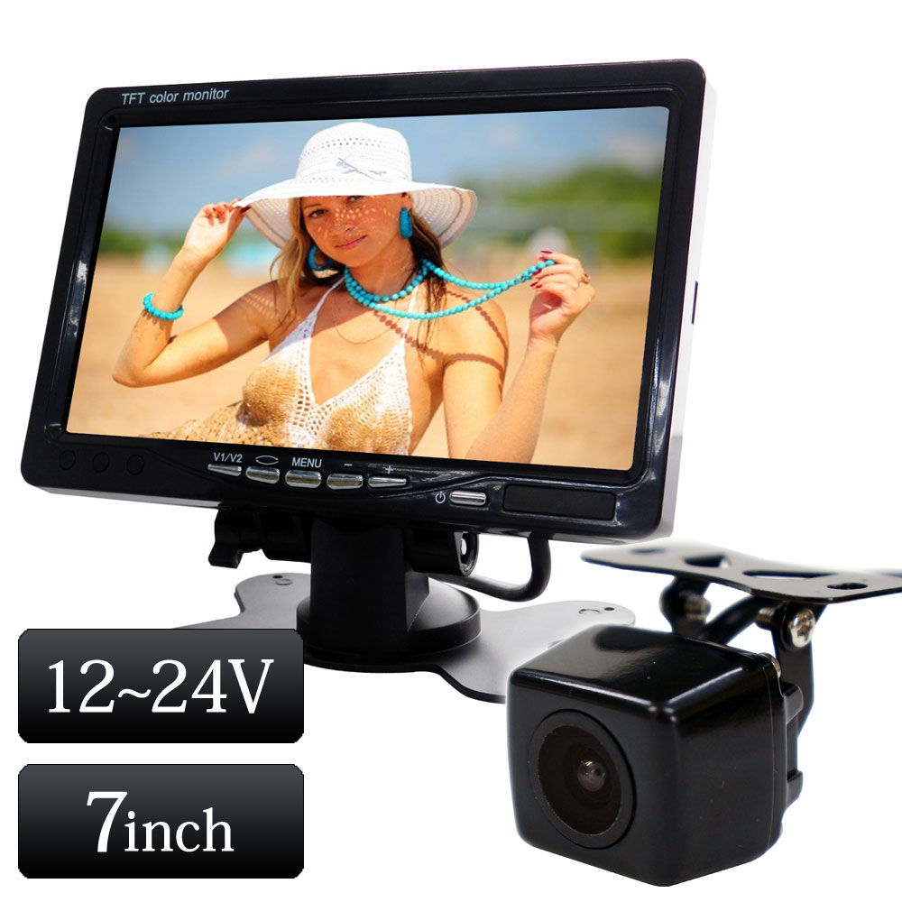 バックカメラ モニター セット 7インチ オンダッシュモニター 12V 24V 角型カメラ 【送料無料】 [D724BC859B]