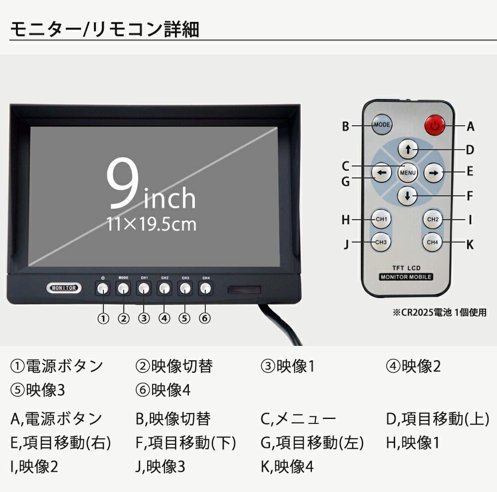 オンダッシュモニター9インチ12V24V高画質1年保証あす楽[DS940T]