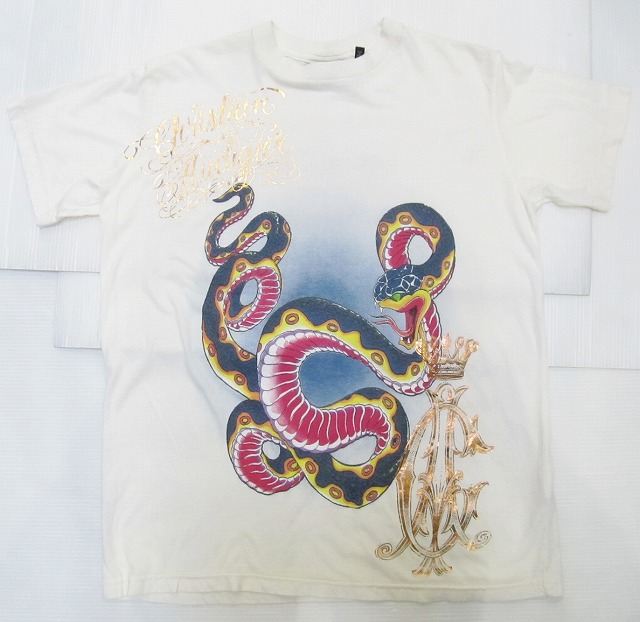 AG24)CHRISTIAN AUDIGIERスネークプリントデザインTシャツ半袖L/XL☆US購入【送料無料】|DR.JAK