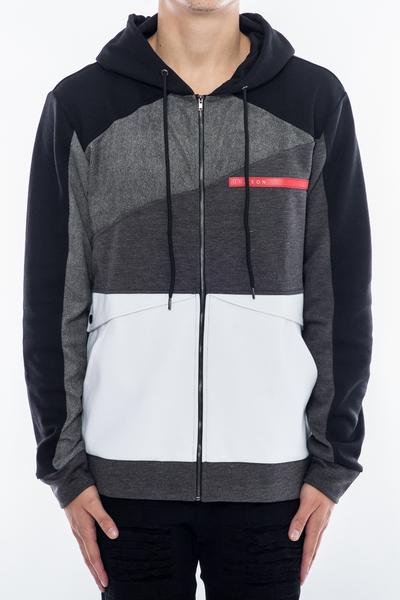 AS84)HUDSON OUTERWEAR COLOR BLOCKED POCKETジップパーカー(H5051055)黒★US購入B系HIPHOPカジュアルストリートセレブ【送料無料】