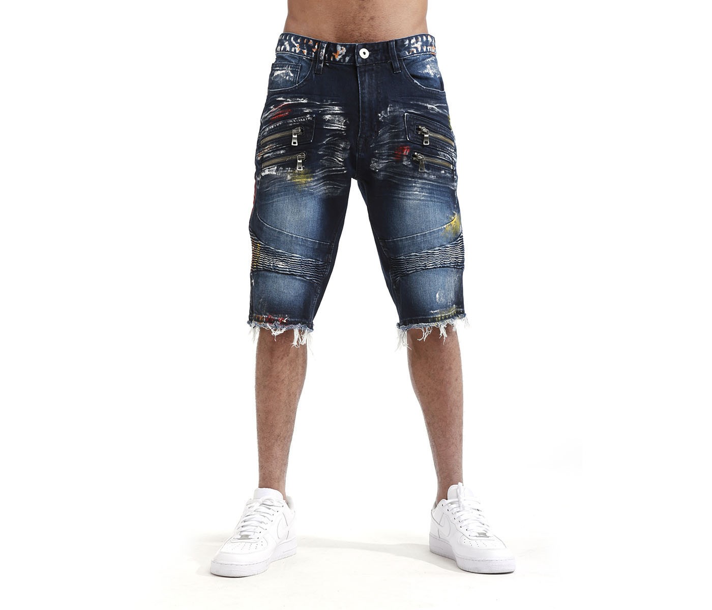 SMOKE RISE　ペイントデニムモトハーフパンツ(JS7233)STID/AT78★B系HIPHOPカジュアルストリート大きいサイズキングサイズ【送料無料】