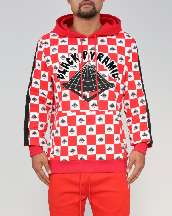 BLACK PYRAMID CHECKERプルオーバーパーカー(Y4161605)RED/ブラックピラミッド/クリスブラウン/AY21★US購入B系HIPHOPカジュアルストリートセレブ【送料無料】