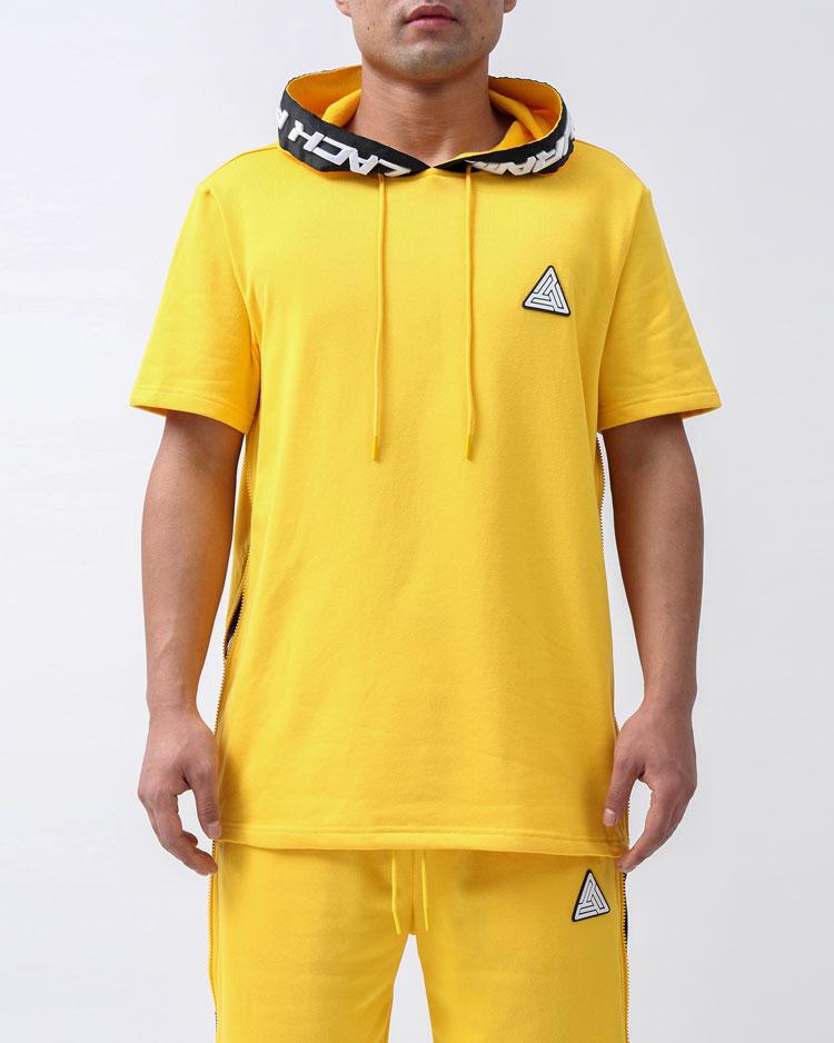 BLACK PYRAMID ZIP PANEL パーカー半袖(Y1161882)YELLOW/ブラックピラミッド/クリスブラウン/AZ50★USLANYカジュアルストリートHIPHOPB系/大きいサイズ｜ＤＲ．ＪＡＫ