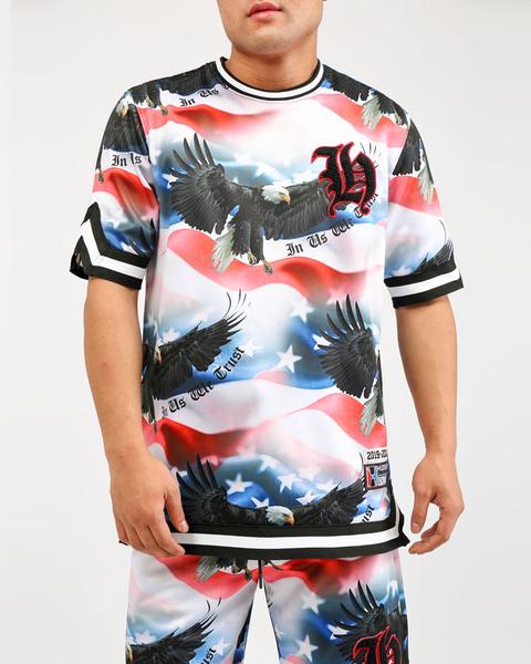 HUDSON NYC OUTERWEAR IN US WE TRUST ジャージTシャツ半袖(H1052673)/ハドソンアウターウエアー/BA64/S/M/L/XL/2XL/3XL/4XL★USLANYカジュアルストリートHIPHOPB系/大きいサイズ/送料無料｜ＤＲ．ＪＡＫ 9,600円