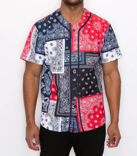 VICTORIOUS バンダナMIXベースボールジャージシャツ/NAVY/S/M/L/XL/大層らしい大きさ/US大きさ/BF42/キングサイズ/ウエッサイ/チカーノ★US買いもとめるB系HIPHOPLANY買いもとめる