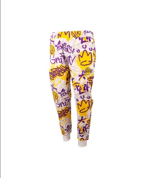 FISLL Los Angeles Lakers 総柄スウェットジョガーパンツ/ロサンゼルス・レイカーズ/M/L/XL/2XL/3XL/US大きさ/馬鹿でかい大きさ/BI15/★US買いもとめるB系HIPHOPカジュアルストリートセレブ【貨物輸送無料】