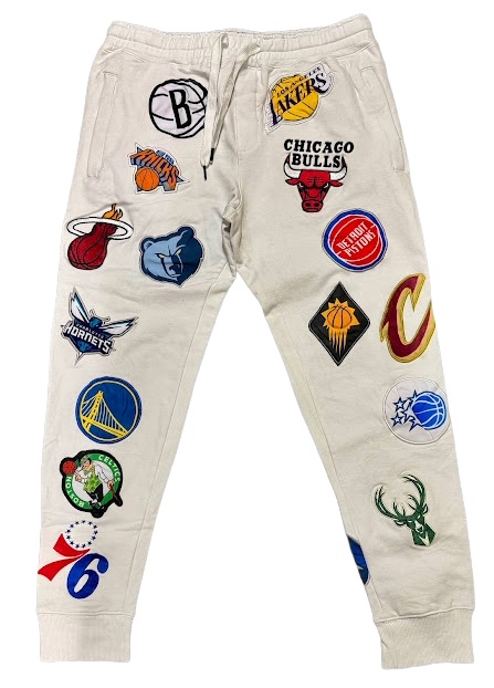 FISLL NBA ALL OVER PATCH ジョガーパンツ/ホワイト/ブラック/S/M/L/XL/2XL/3XL/USサイズ/HIPHOP/大きいサイズ/オールチーム/チームロゴ/BK15【送料無料】|DR.JAK